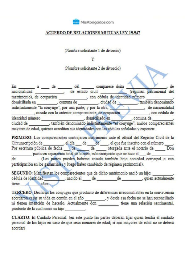 Guia Para Divorcio De Mutuo Acuerdo