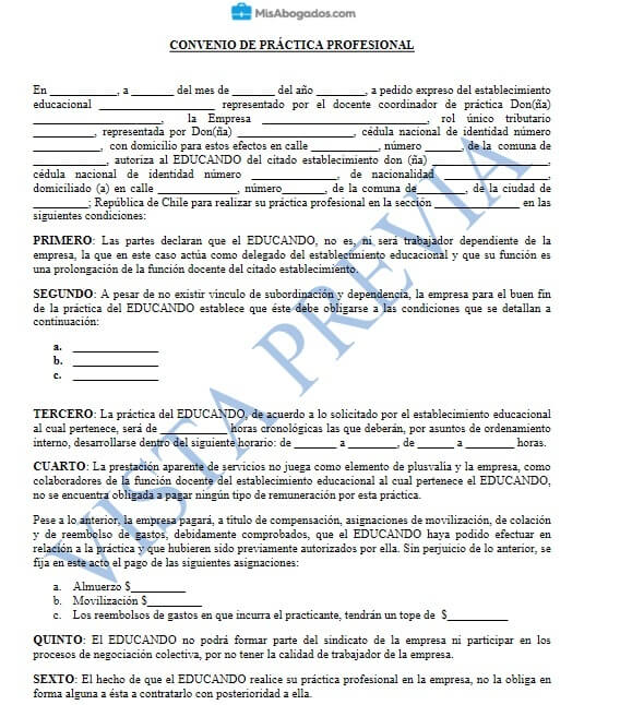 Modelo Para Contratar A Un Practicante Profesional