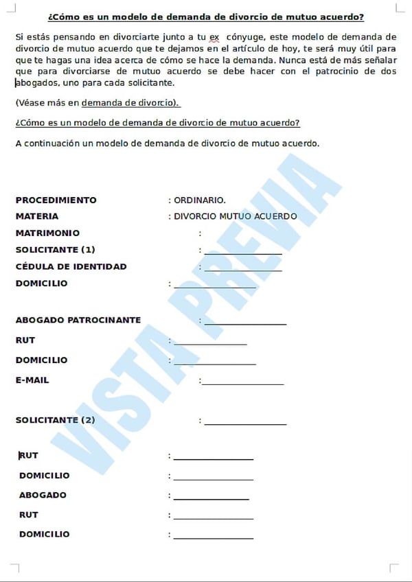 Guía para Divorcio de Mutuo Acuerdo